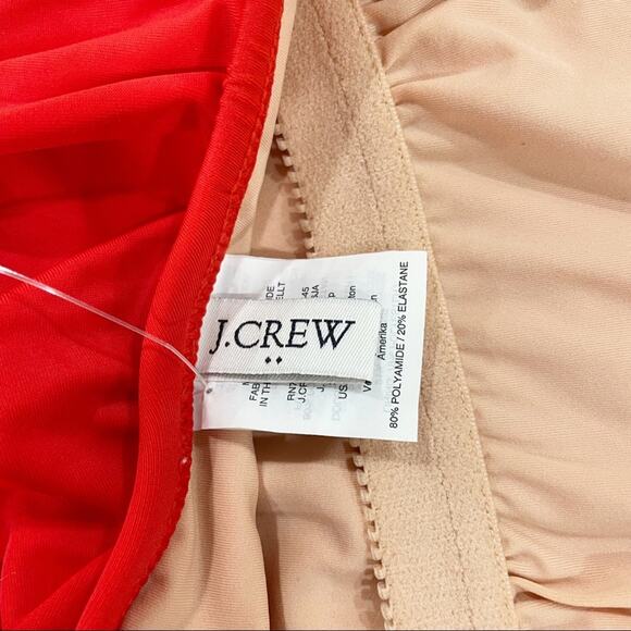 NWT J Crew Rickrack Ruffle One Shoulder One Piece Bathing Suit Red Blue XS - Picture 6 of 9